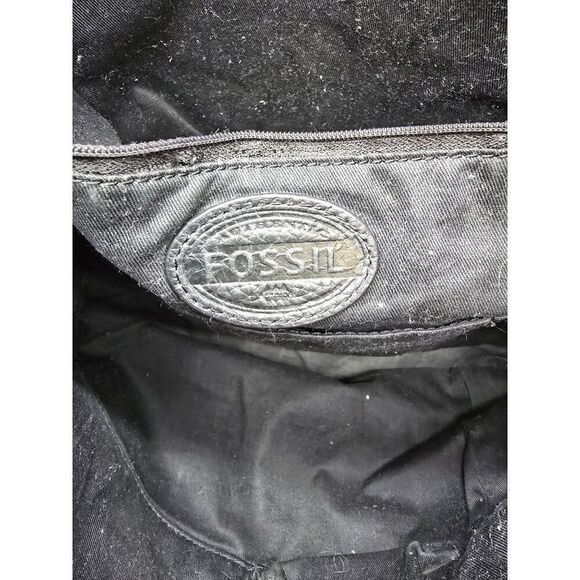 Fossil pebbled Black Leather Tote Bag With Dual Handles & Outer Pocket - Picture 8 of 11